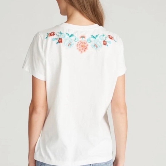 Driftwood Boho Floral Embroidered Classic Tee Short Sleeve Shirt - Picture 9 of 9
